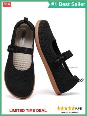 Wide Toe Box Barefoot Ballet Flats Knit Zero Drop Mary Jane Shoes